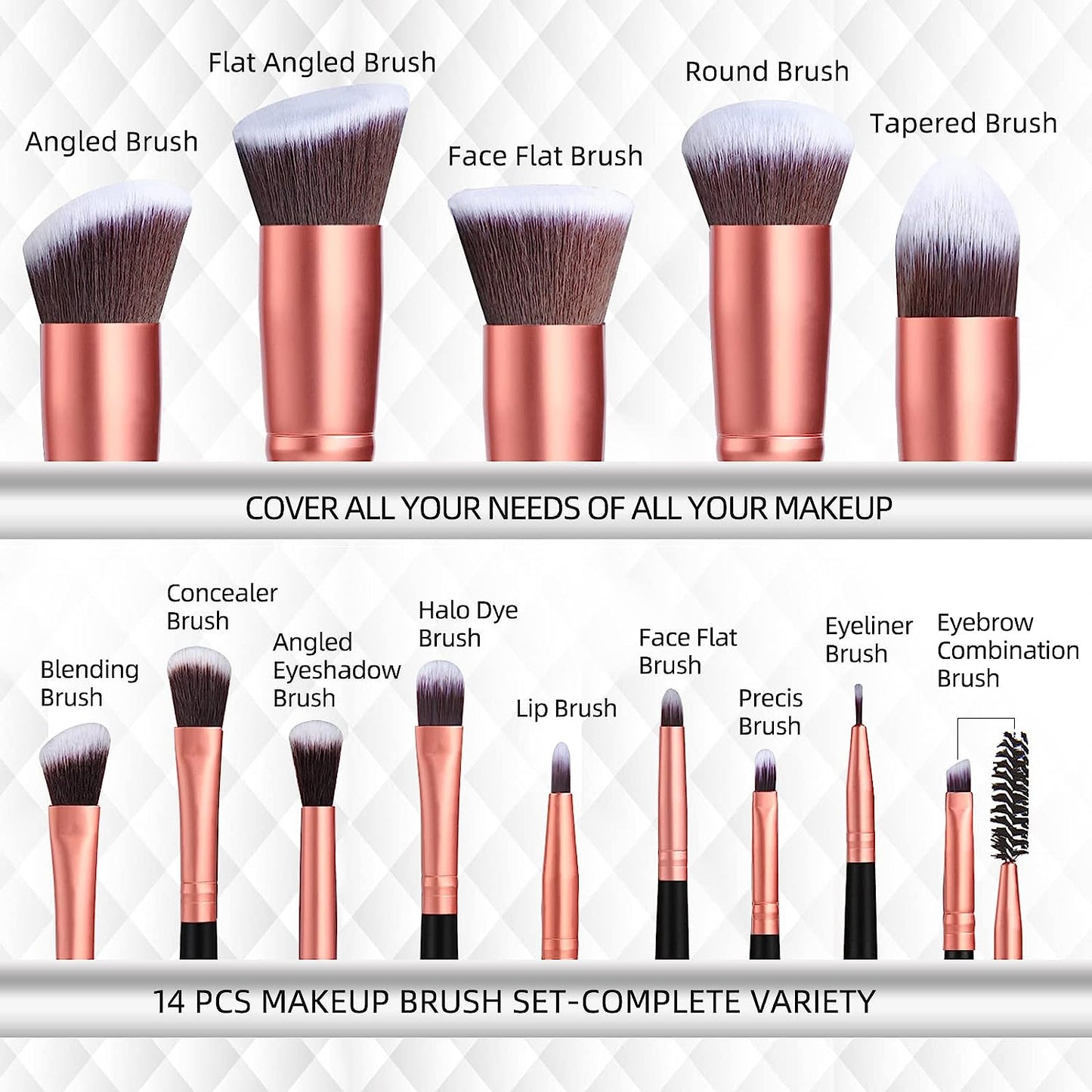 14 Pcs Makeup Brush Collection