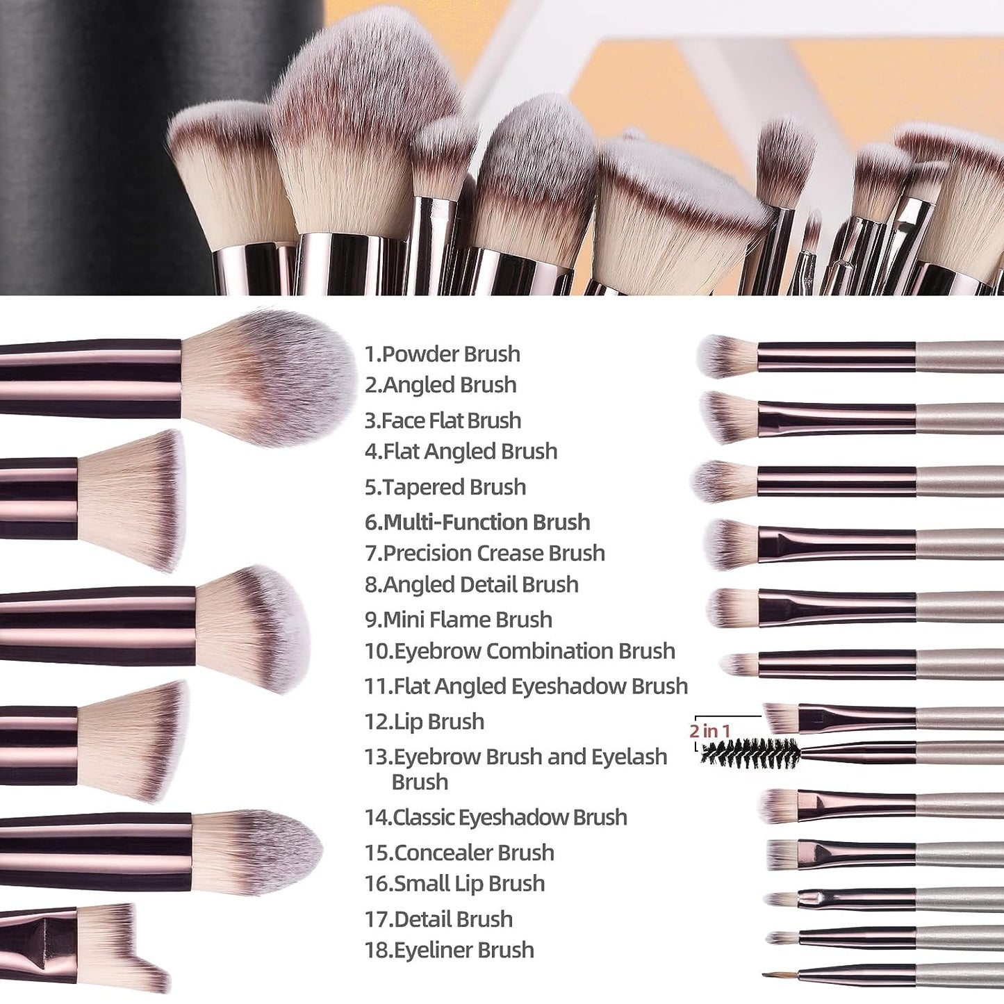 18 Pcs Makeup Brush Collection