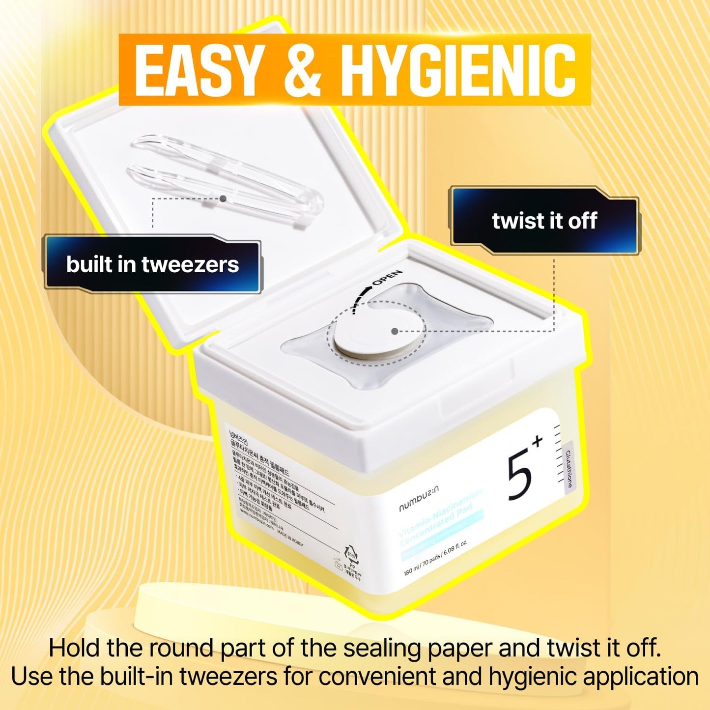 No.5+ Niacinamide Concentrated Toner Pad | Glutathione, Niacinamide, PHA & LHA