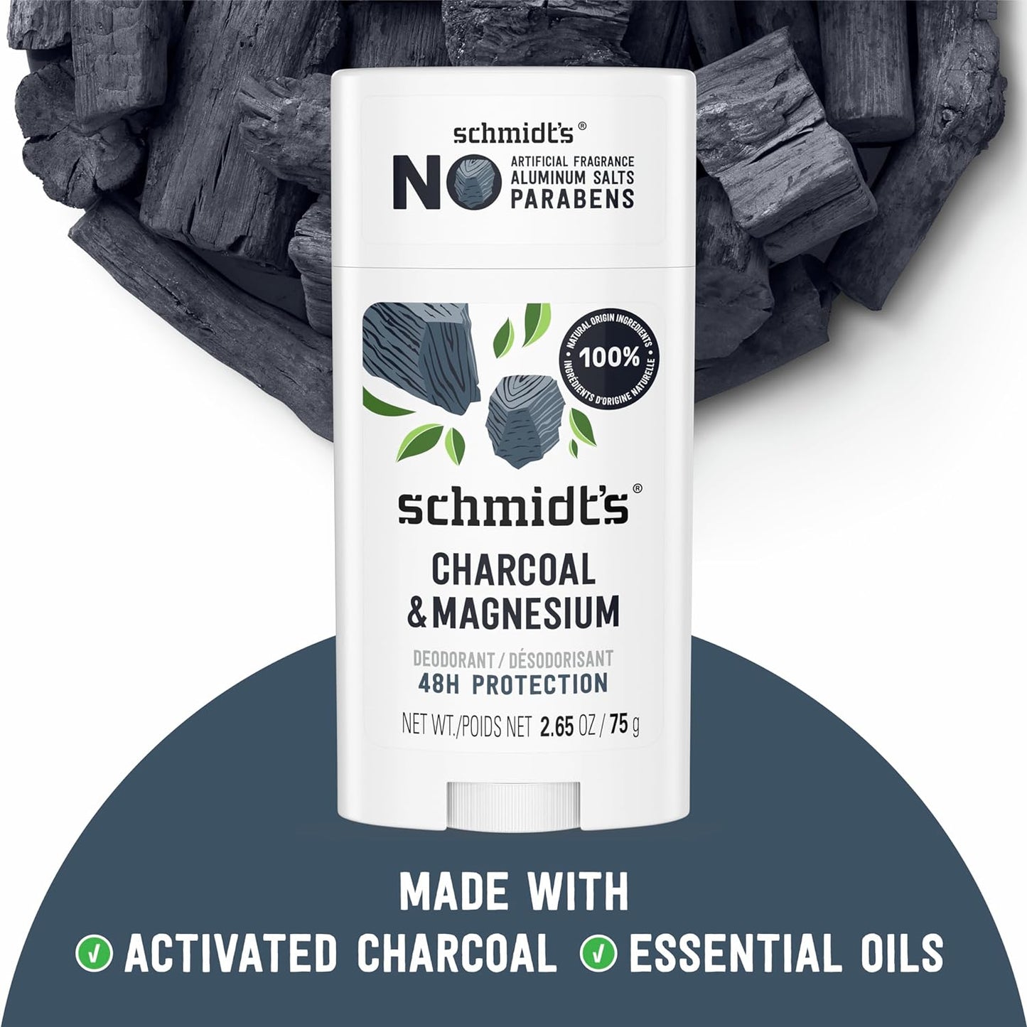 Natural Deodorant Stick Charcoal & Magnesium