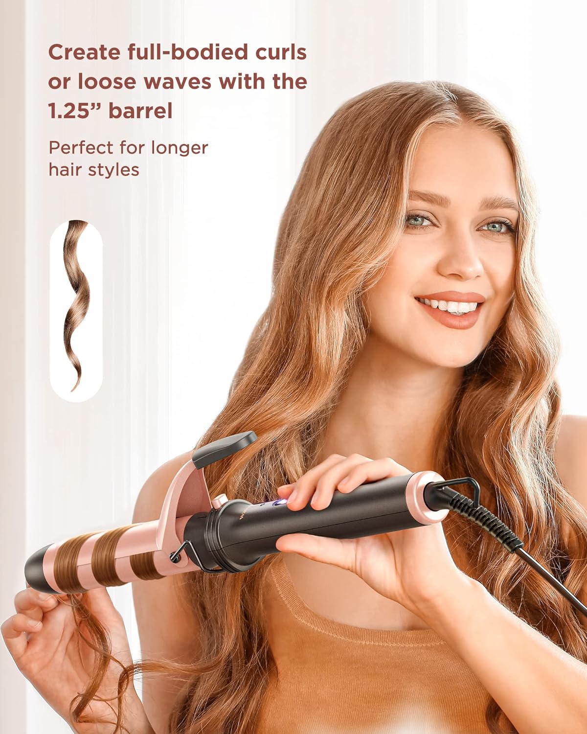 Wavytalk 5 in 1 Curling Iron Set with Curling Brush and 4 Interchangeable Ceramic Curling Wand (0.35"-1.25"), Instant Heat Up, Dual Voltage Hair Curler