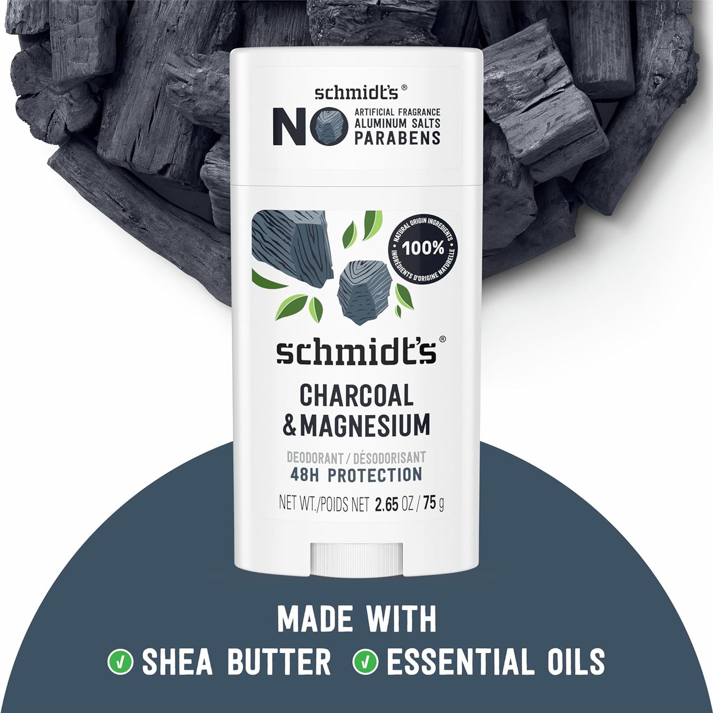 Natural Deodorant Stick Charcoal & Magnesium
