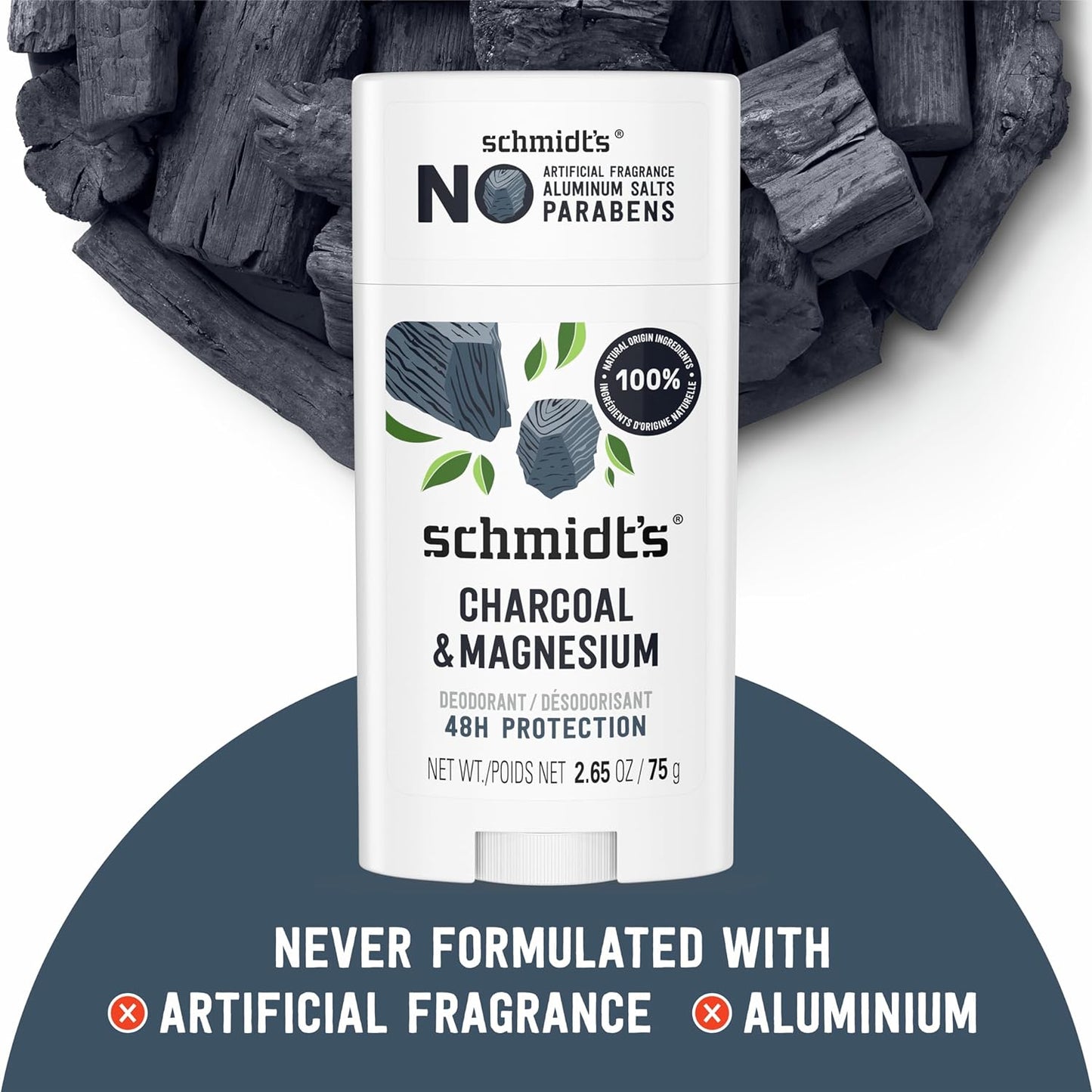 Natural Deodorant Stick Charcoal & Magnesium