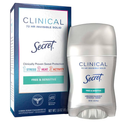 Clinical Strength Invisible Solid Antiperspirant Deodorant Free & Sensitive