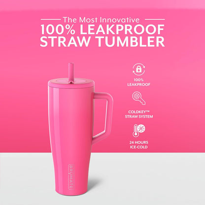 BrüMate Era 40 oz Tumbler with Handle and Straw - Neon Pink