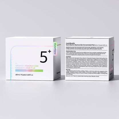 No.5+ Niacinamide Concentrated Toner Pad | Glutathione, Niacinamide, PHA & LHA