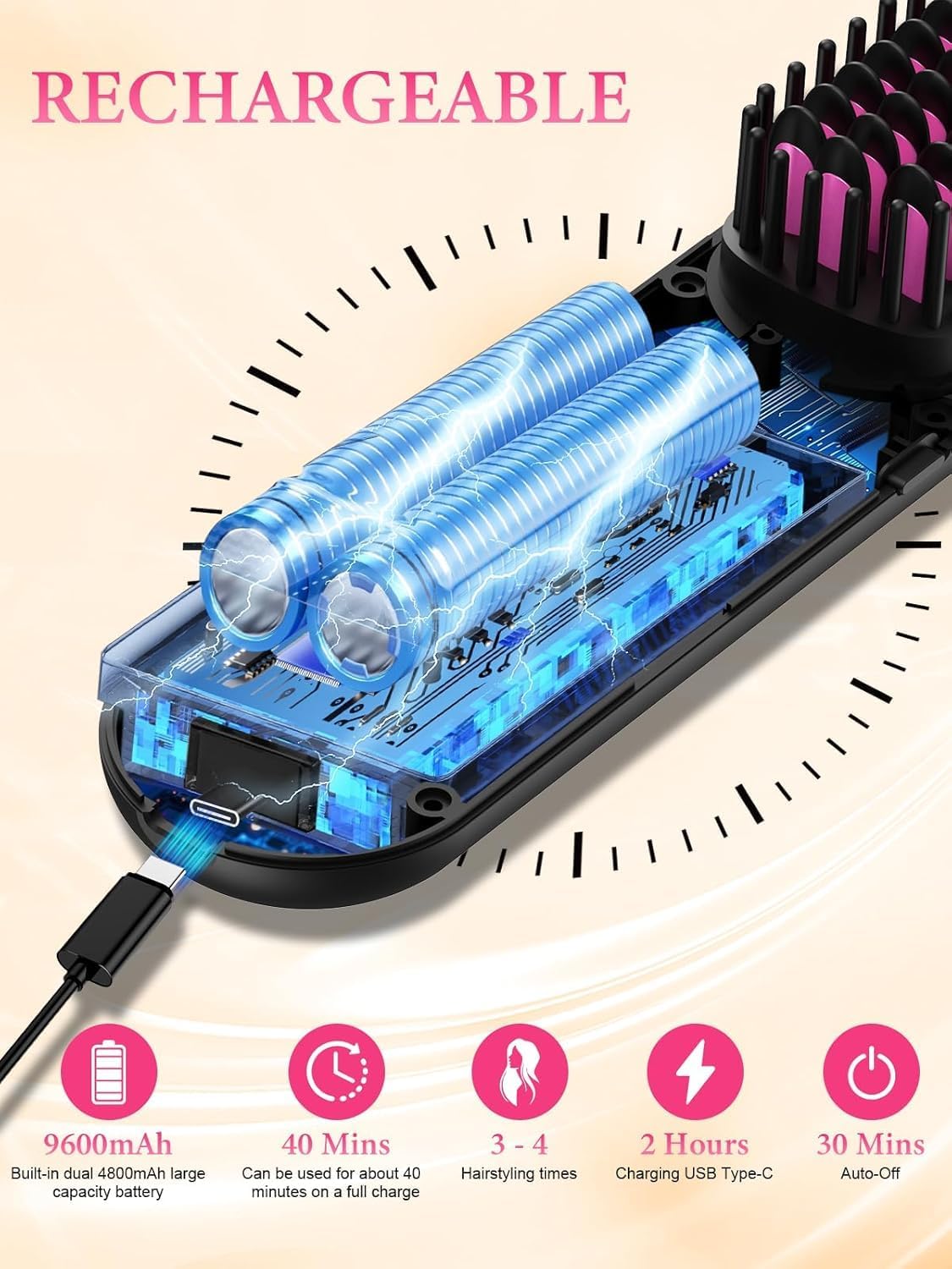 Porta Pro Plasma Cordless Hair Straightener Brush