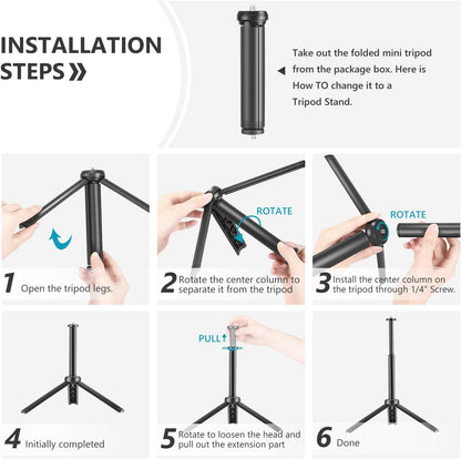 Luz de Video con Trípode Ajustable para Mesa y Filtros de Color