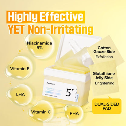 No.5+ Niacinamide Concentrated Toner Pad | Glutathione, Niacinamide, PHA & LHA