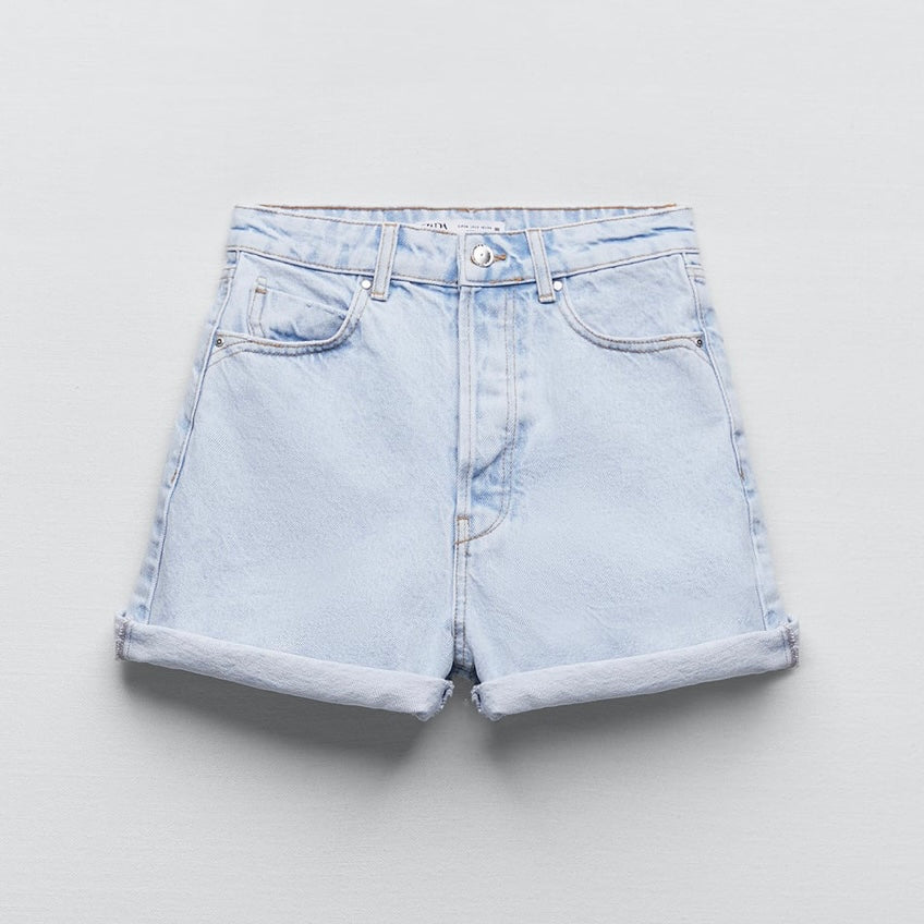 Shorts Denim Mom Fit Vuelta Bajo