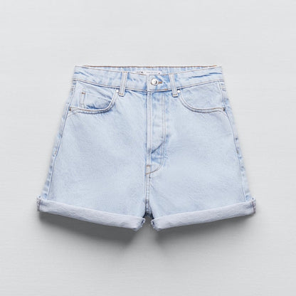 Shorts Denim Mom Fit Vuelta Bajo