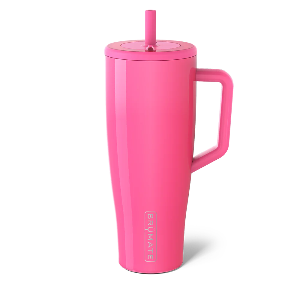 BrüMate Era 40 oz Tumbler with Handle and Straw - Neon Pink