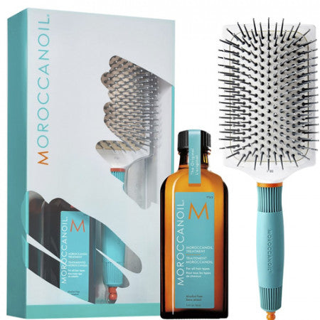 Moroccanoil Set: Moroccanoil Treatment Hair Oil & Ceramic Paddle Brush